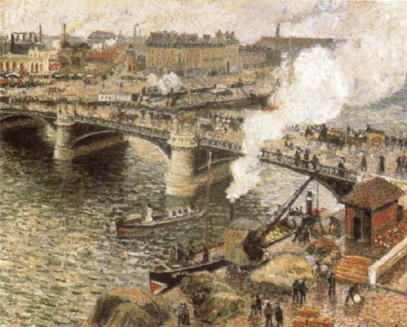Pont Boiedieu in Rouen in a Drizzle, Camille Pissarro